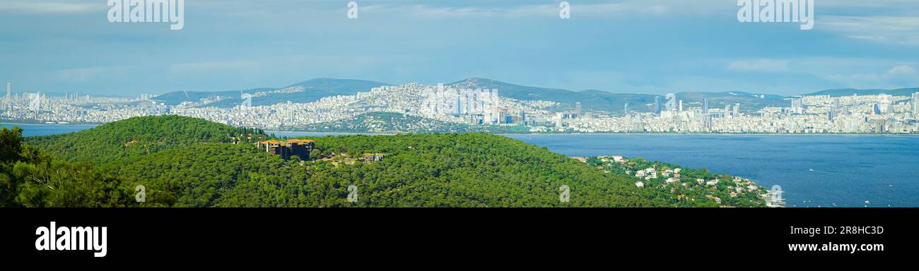Panoramic view of Asian side or anatolian side of Istanbul including Uskudar districts from Princess Islands Stock Photo