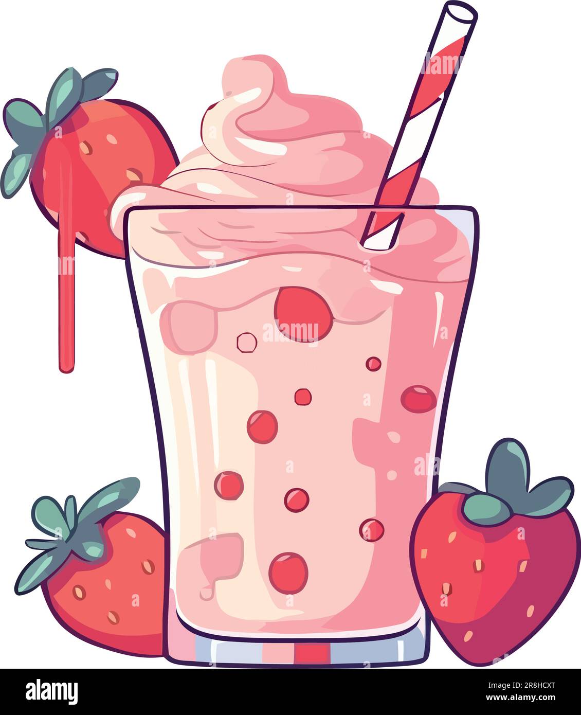 Premium Vector  Strawberry juice cocktail smoothie or yogurt in