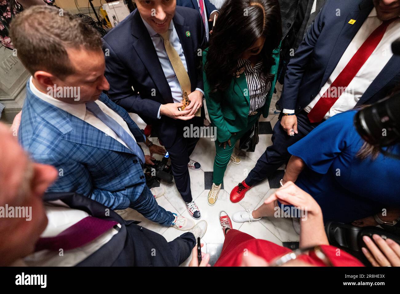 WASHINGTON JUNE 21 Members of Congress show off their sneakers in