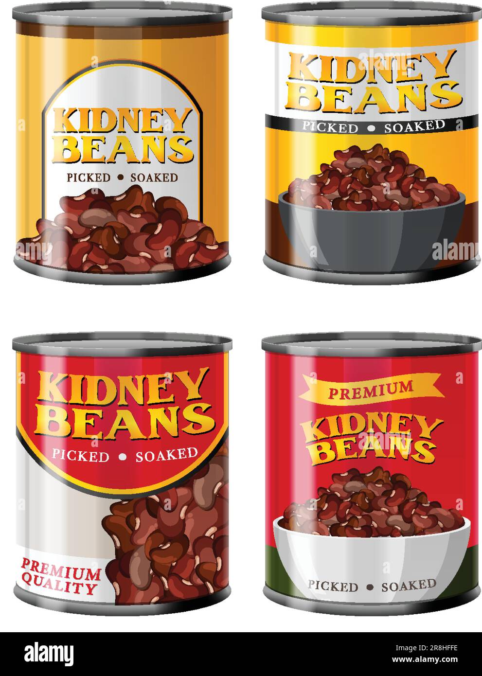 Kidney Beans Organic Product Food Cans Collection illustration Stock