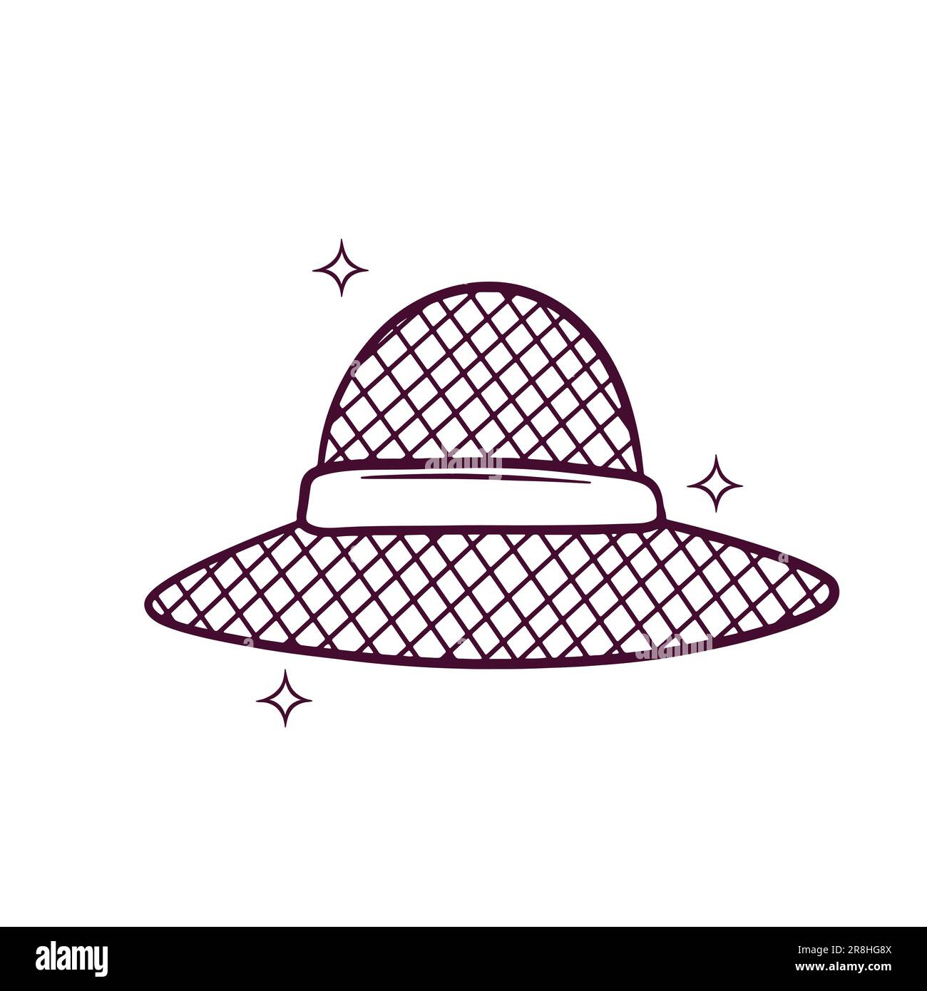 Hand Drawn Straw Hat. Doodle Vector Sketch Illustration Stock Vector