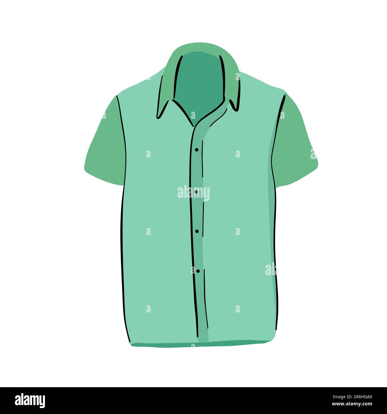 Dress shirts buttondown. Short sleeve. Vector illustration. Isolated