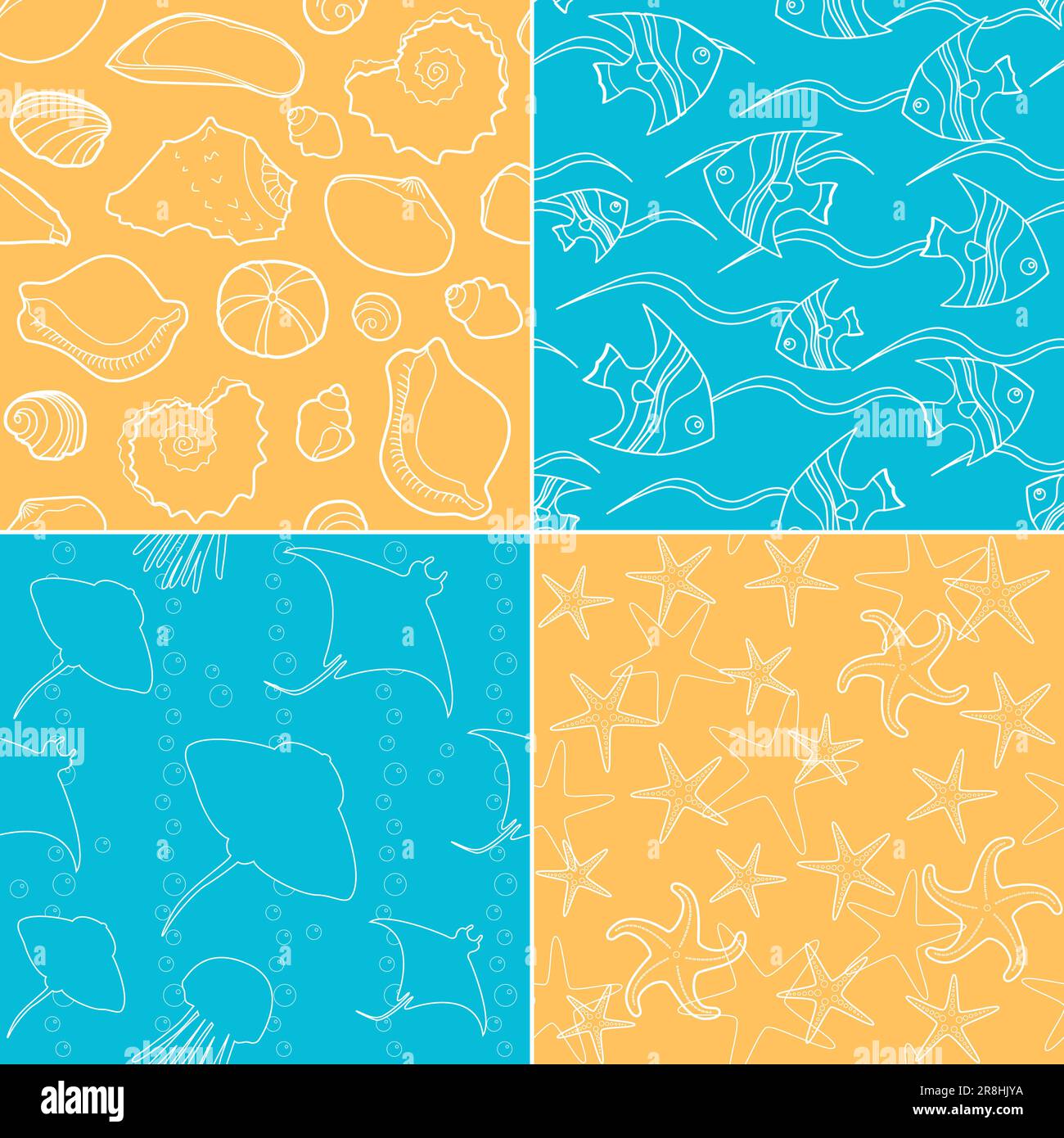 Bright collection of sea life seamless patterns Stock Vector Image ...