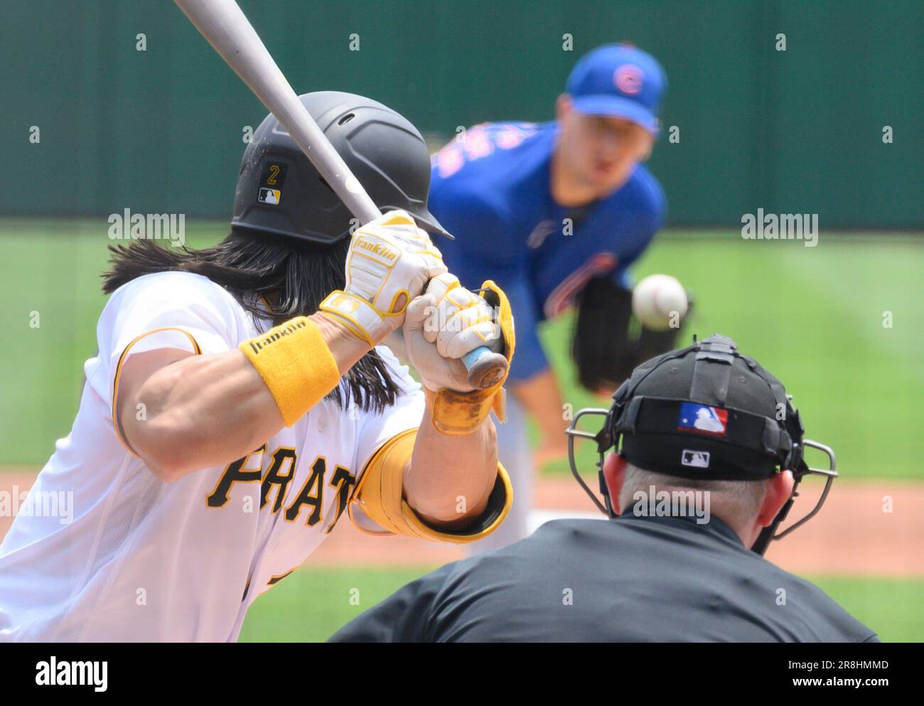 Pittsburgh Pirates Ji Hwan Bae (3) bats during a spring training baseball  game against the Philadelphia