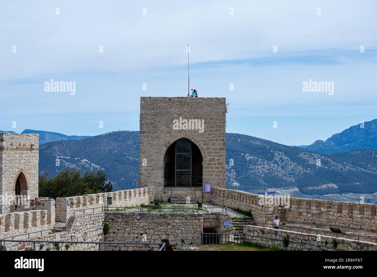 JAEN, SPAIN APRIL 6, 2023 Medieval castle of Santa Catalina in sunny