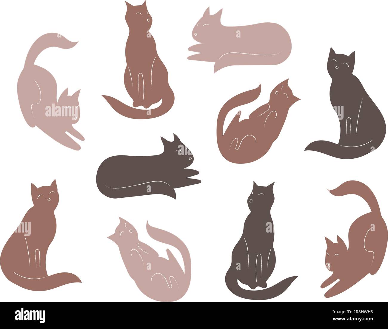 Set of cat characters. Cute icons for design. Vector illustration Stock Vector