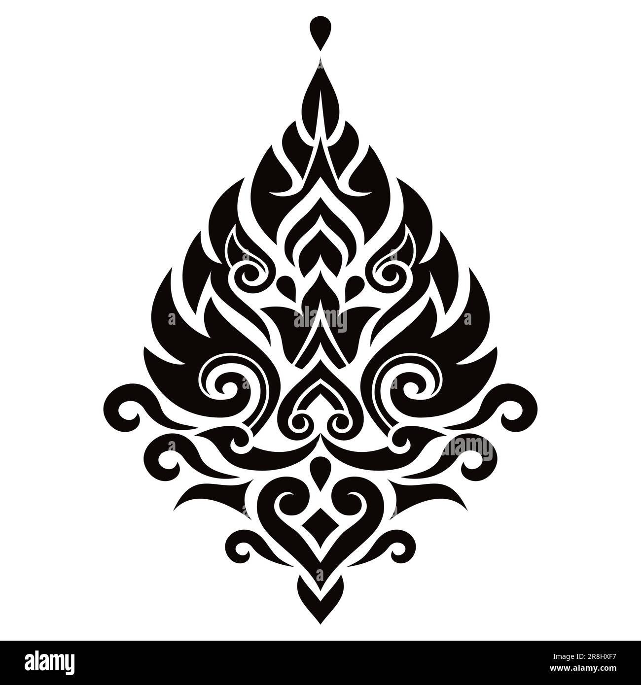 Thai vector traditional design element, ethnic decorative background from Thailand - folk art style in black and white Stock Vector