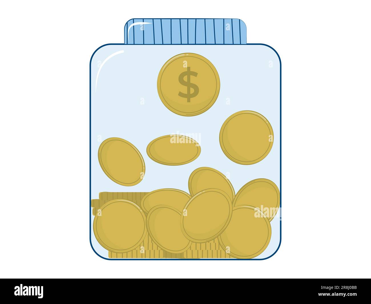 Glass money box for tips, savings or donations isolated on white