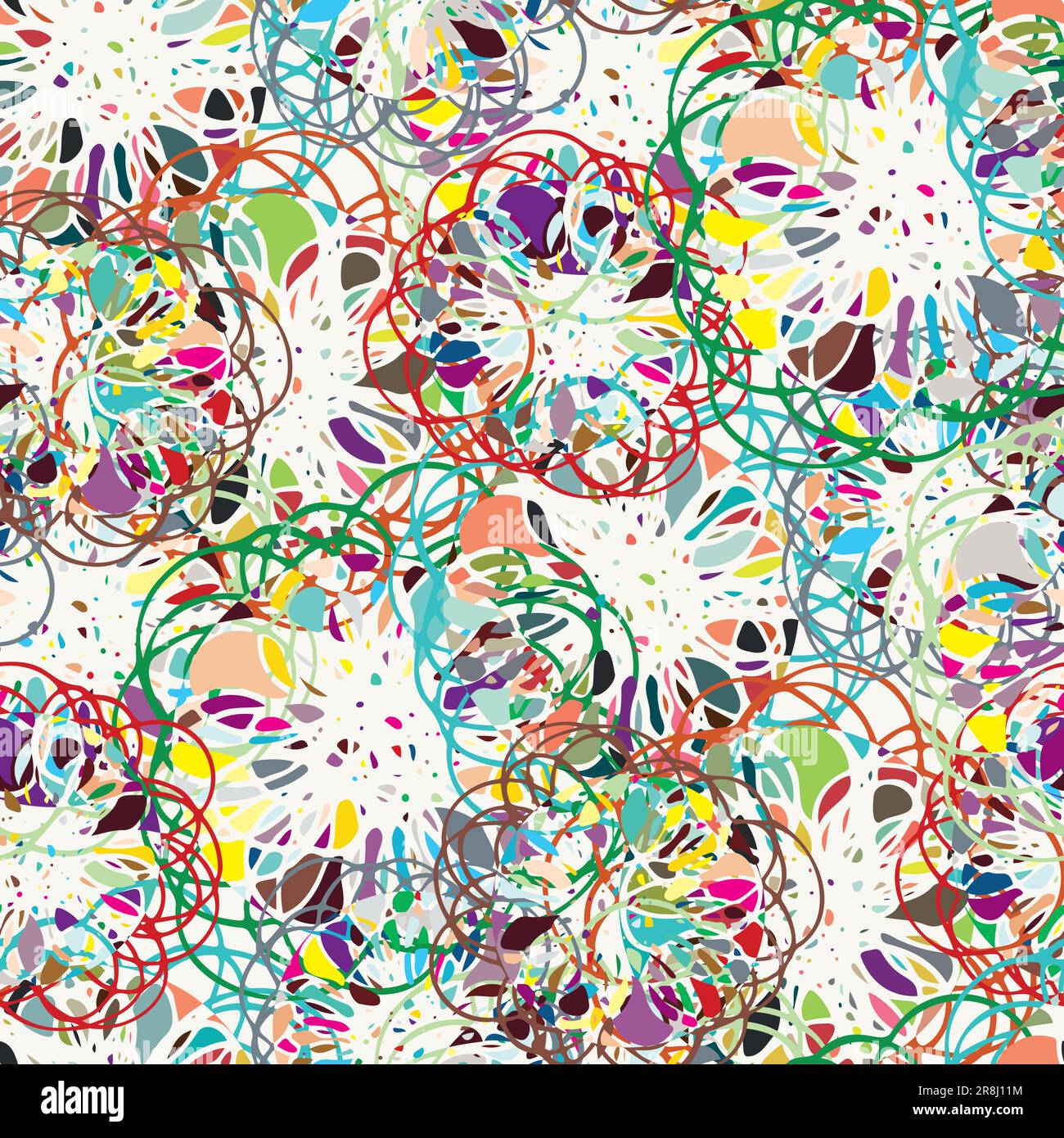 Surreal flower seamless vector texture pattern background. Scattered