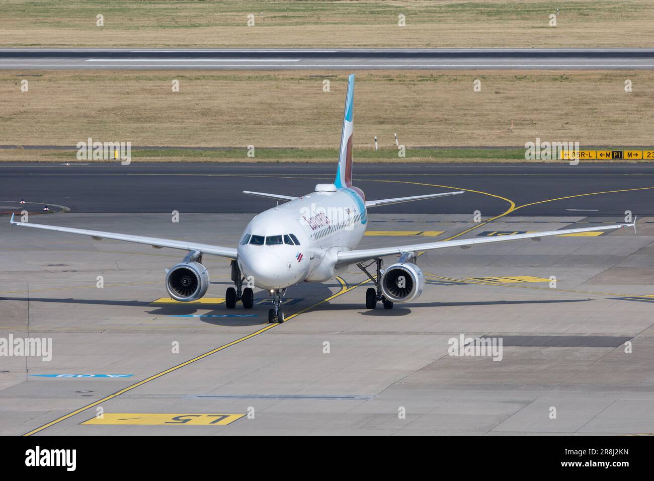 Düsseldorf, Germany, 20.06.2023:  AIRBUS A319 - MSN 2833 D-AGWB of Eurowings arriving at Düsseldorf International Airport. Stock Photo