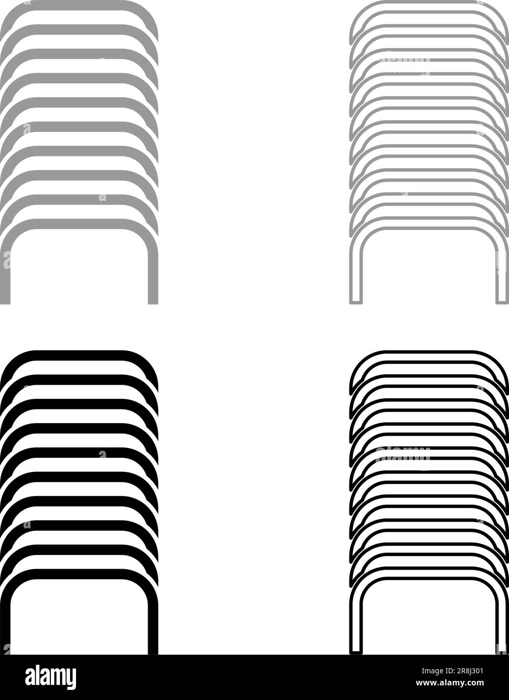 Staples fastener pin set icon grey black color vector illustration