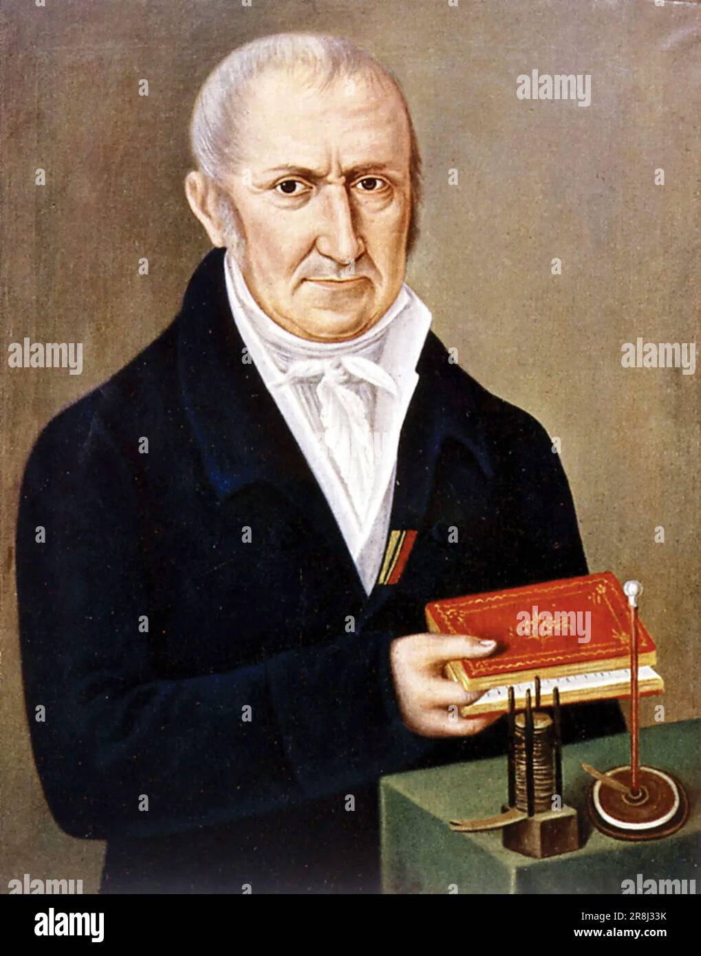 Alessandro Giuseppe Antonio Anastasio Volta (1745 – 1827) Italian physicist and chemist, pioneer of electricity and power, inventor of the electric battery and the discoverer of methane. Stock Photo