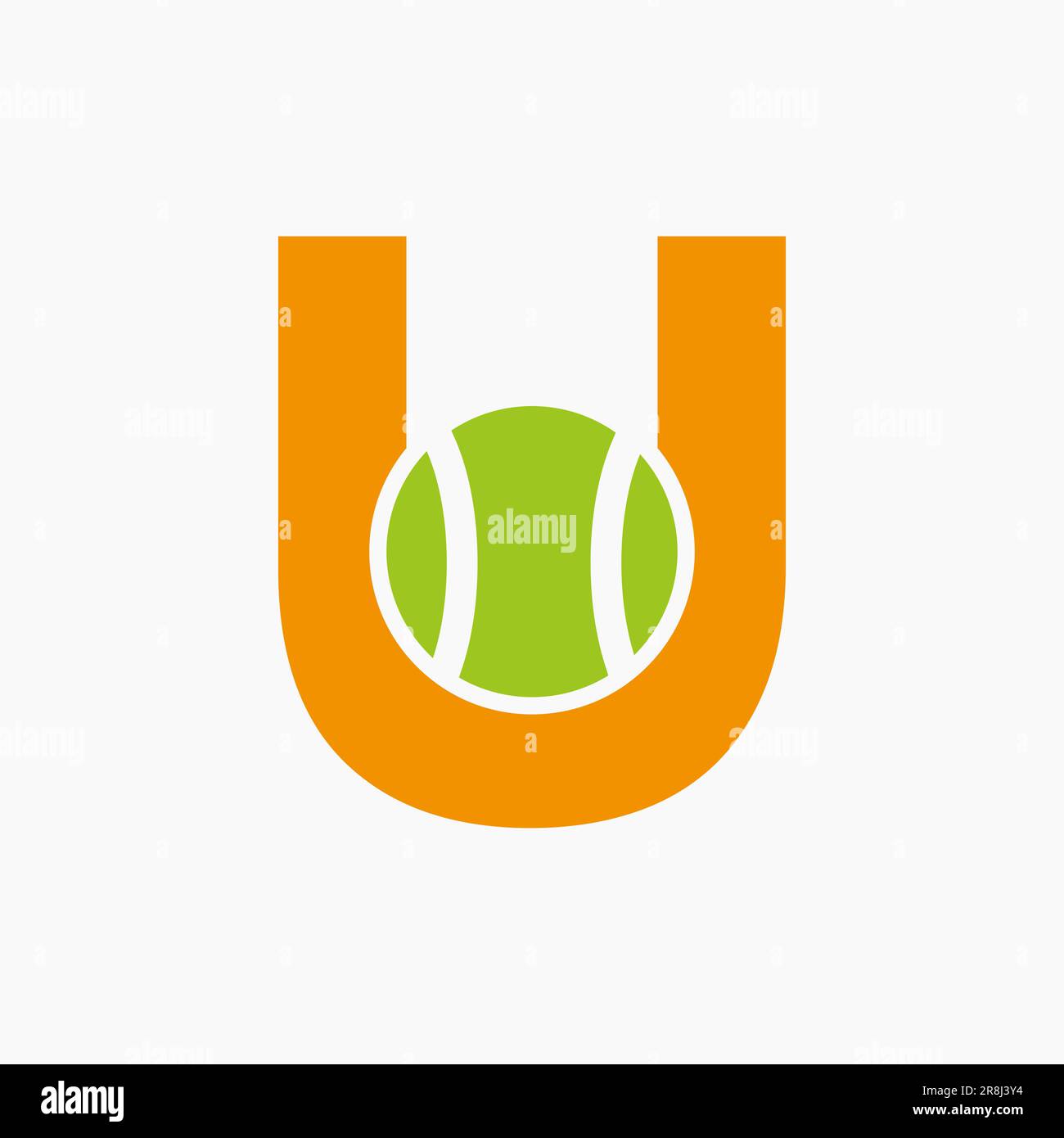 Tennis Logo On Letter U Concept. Tennis Sports Logotype Symbol Vector