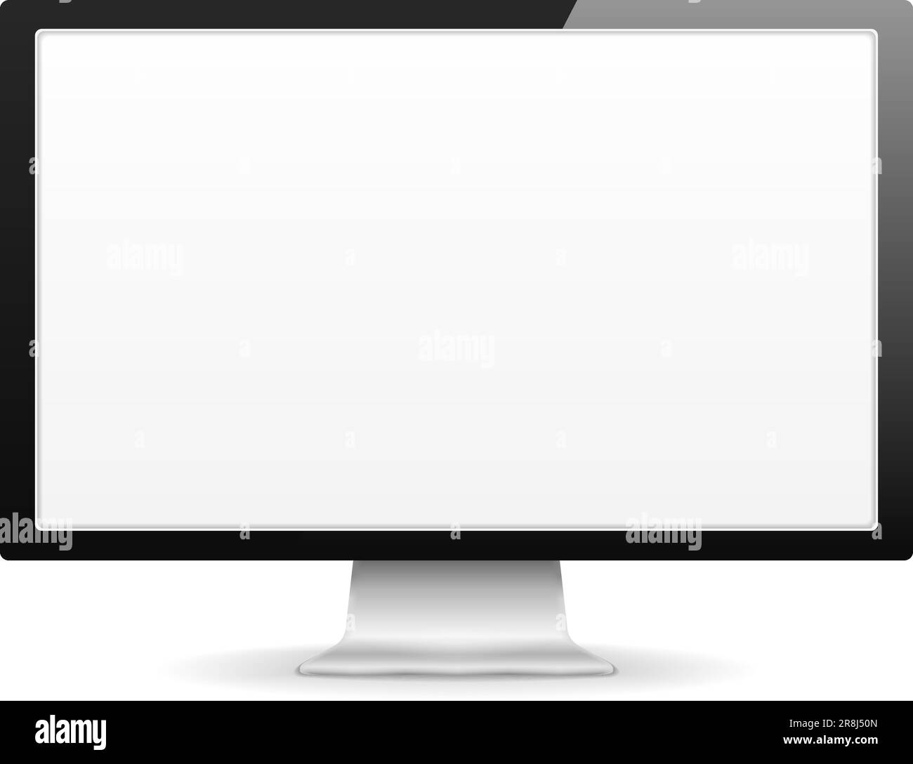 Computer monitor with blank white screen isolated on white backgrond ...