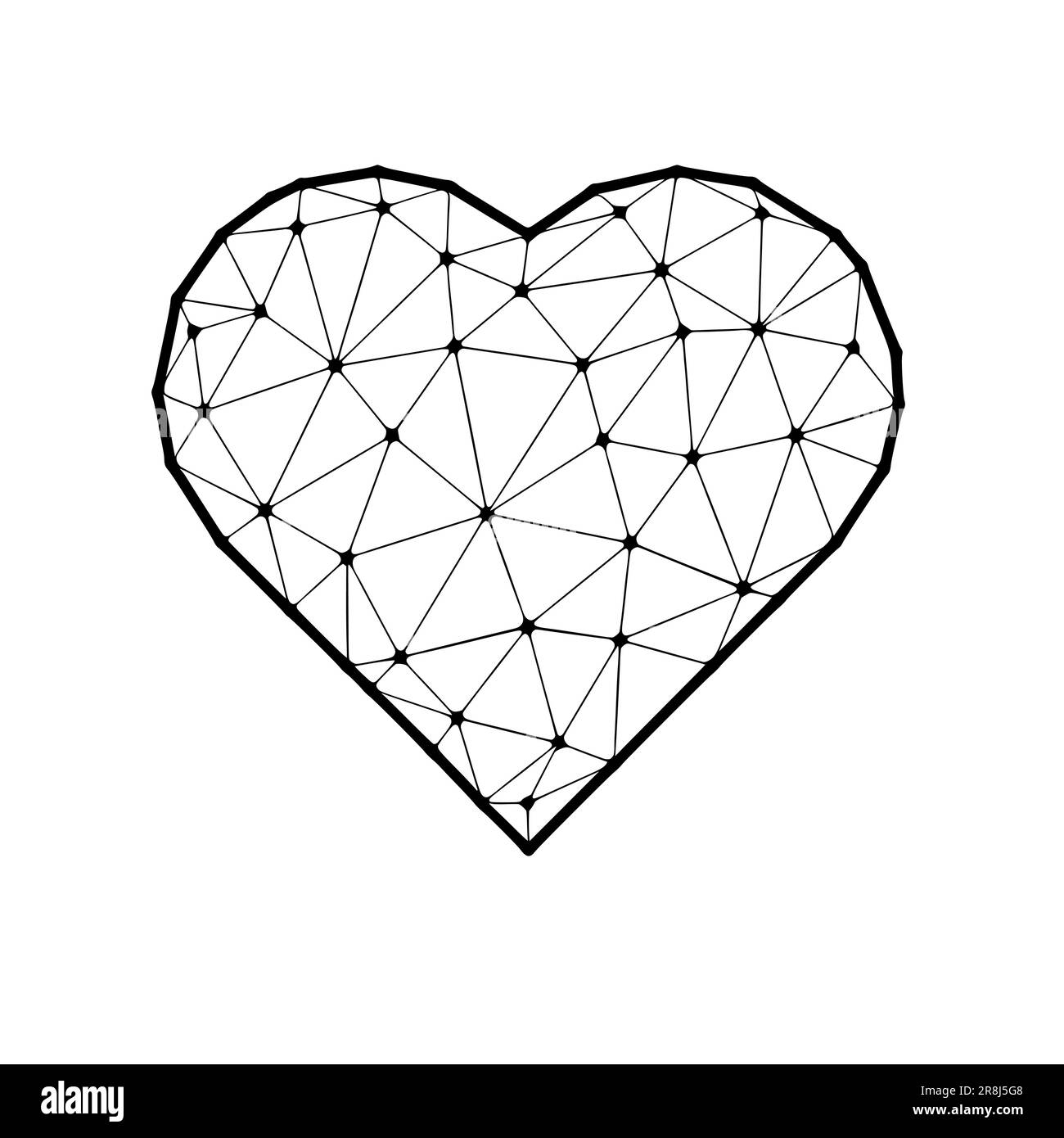 Heart or like symbol polygonal vector icon isolated on white background ...