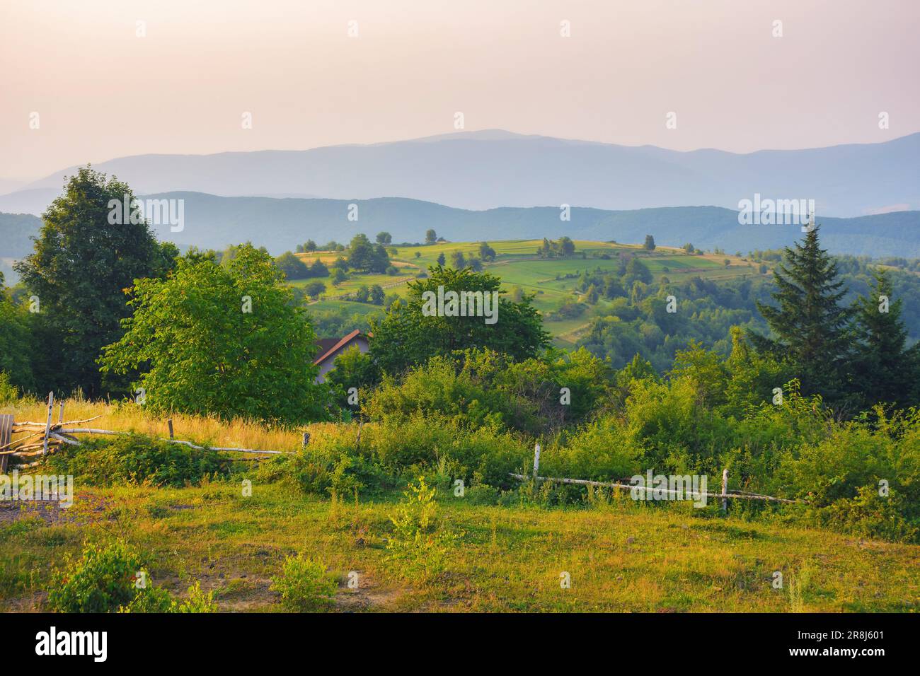 Small Rocky Ridge Rural Photo Reference rural mountain scenery in summer. stunning sunset view over the valley ...