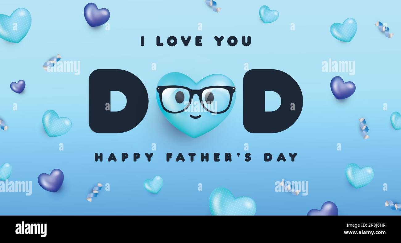 Happy father's day card on blue background Vector illustration. Happy ...