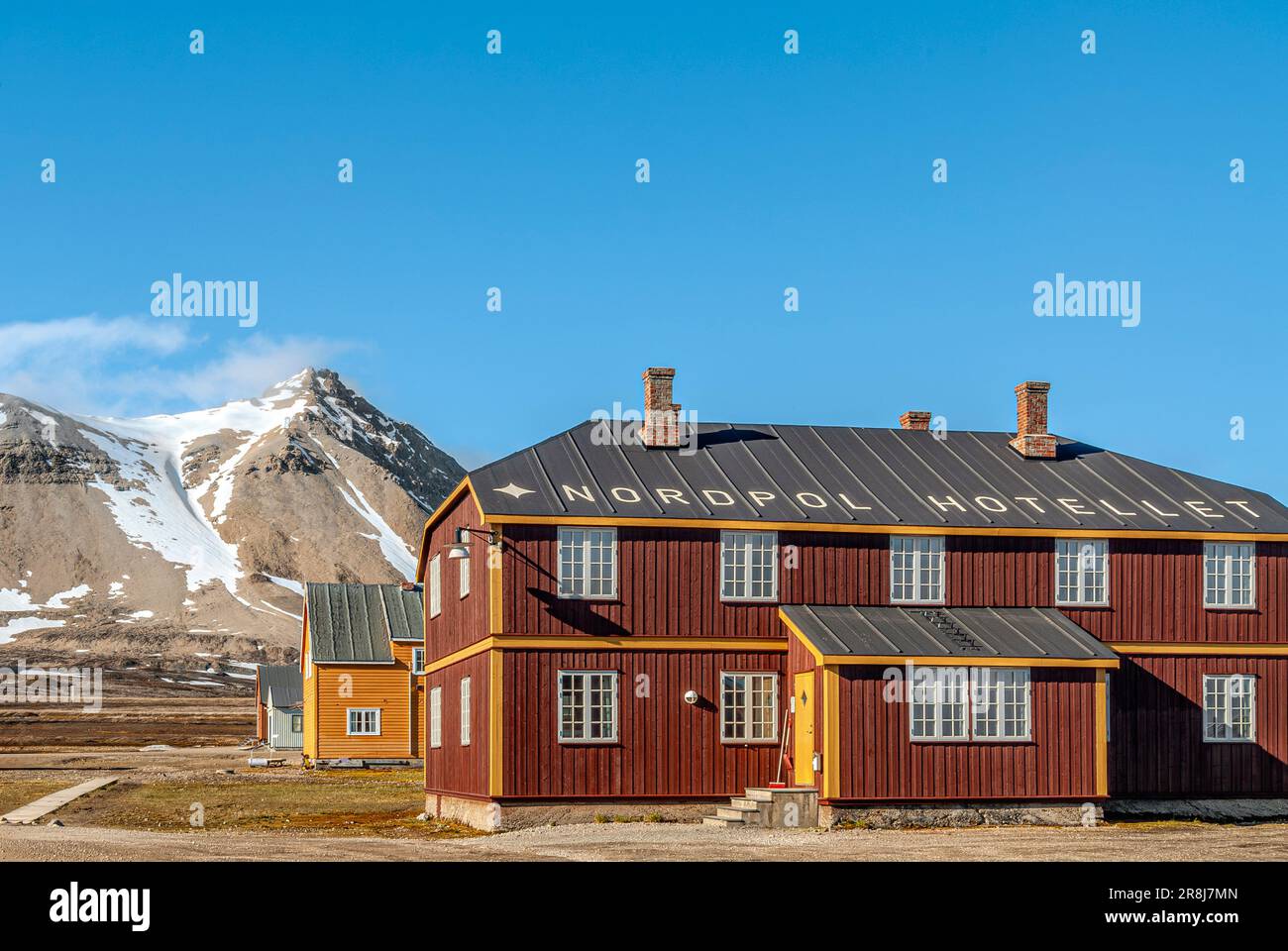 Norpol Hotel at the village Ny Alesund in Svalbard, Spitsbergen, Norway Stock Photo