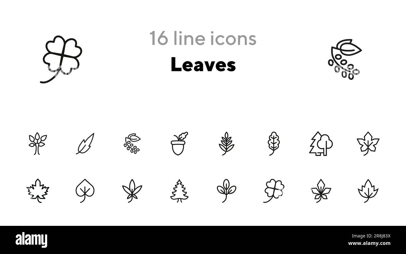 Leaves line icon set Stock Vector Image & Art - Alamy