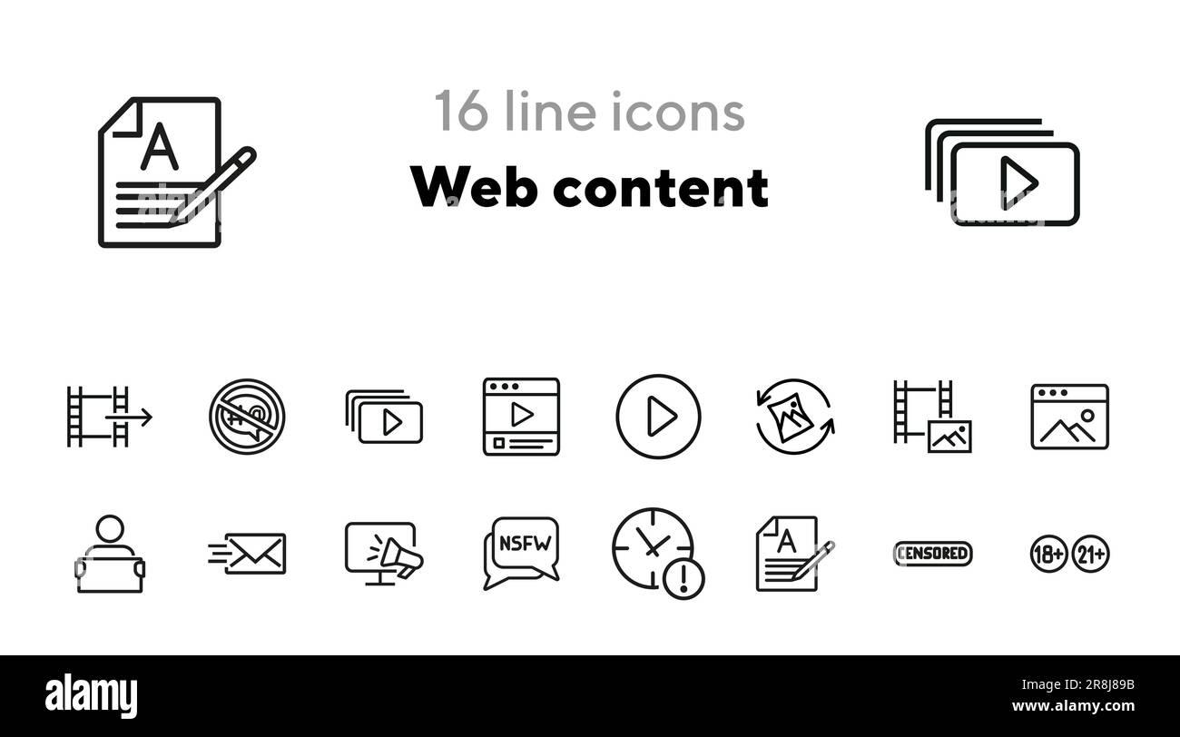 Web content line icon set Stock Vector