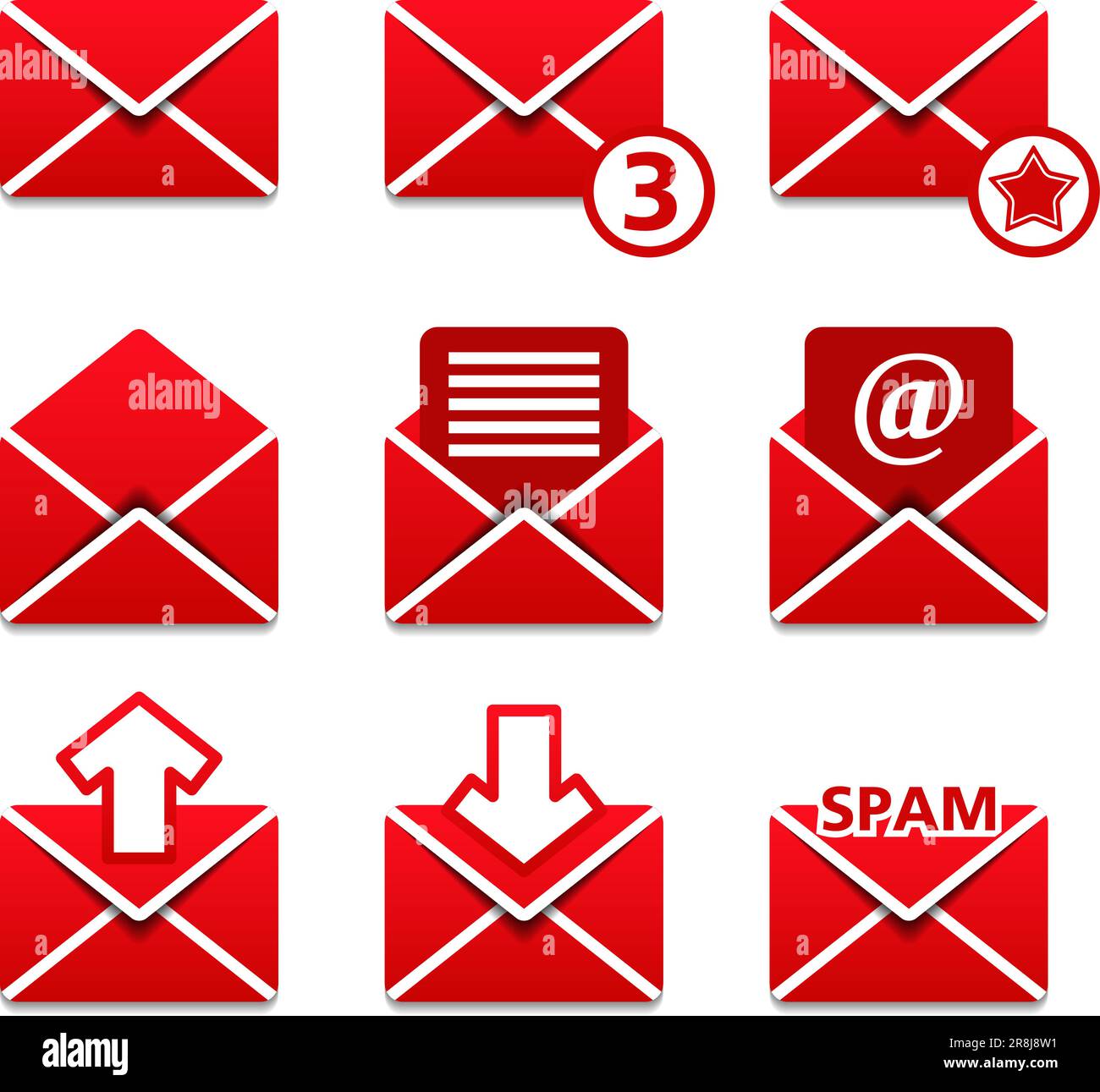 Red mail icons set, vector eps10 illustration Stock Vector Image & Art ...