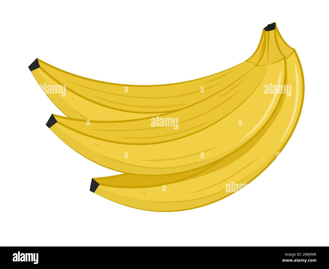Bunch of bananas isolated on white background. Cartoon banana in peel