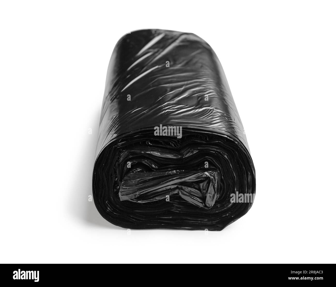 Black roll of garbage bags isolated on white background Stock Photo - Alamy