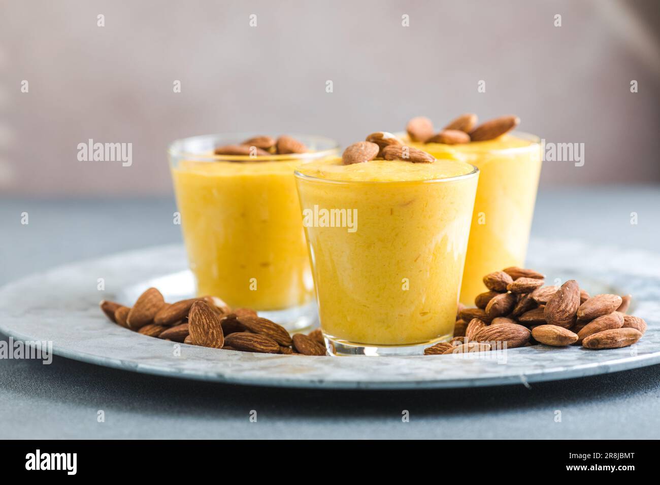 Authentic Indian cold drink made up of curd, milk malai called Lassi in ...