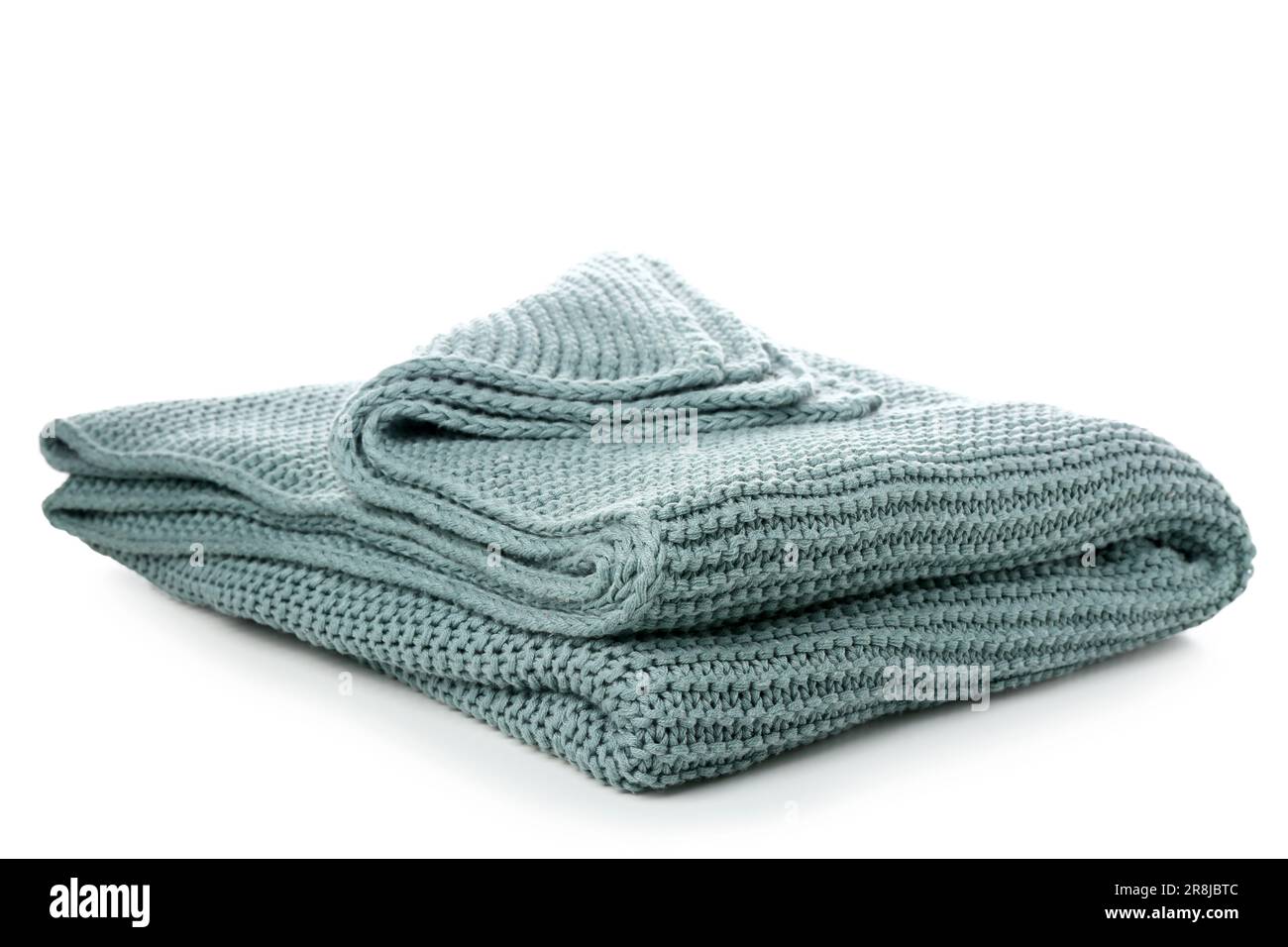 New soft knitted blanket on white background Stock Photo