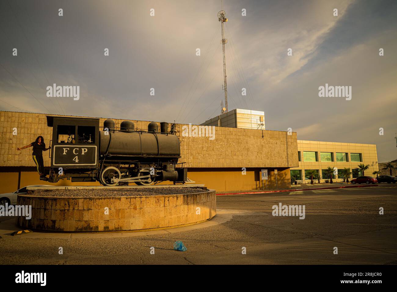 Old coal and steam train machine exhibited in the courtyards in ...