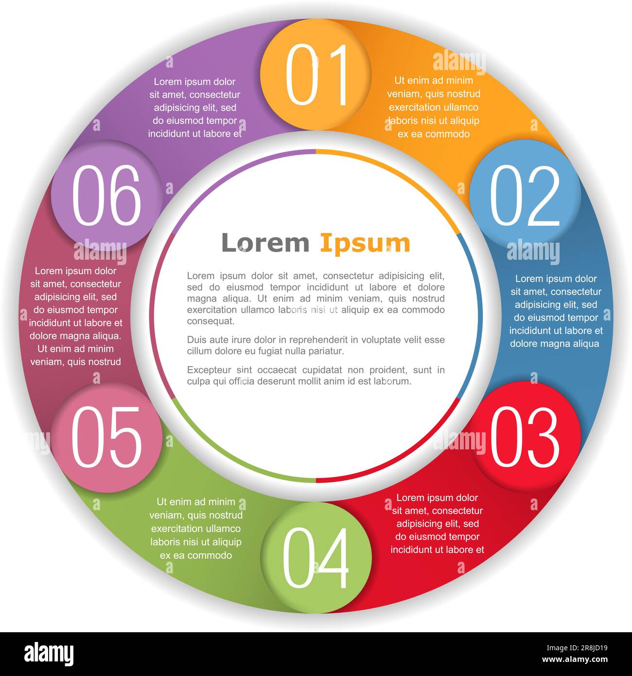 Circle infographics with six elements, steps or options, process ...