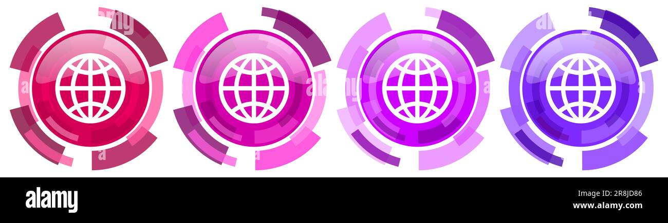 Globe, earth, world colorful icons collection, round glossy icon set ...