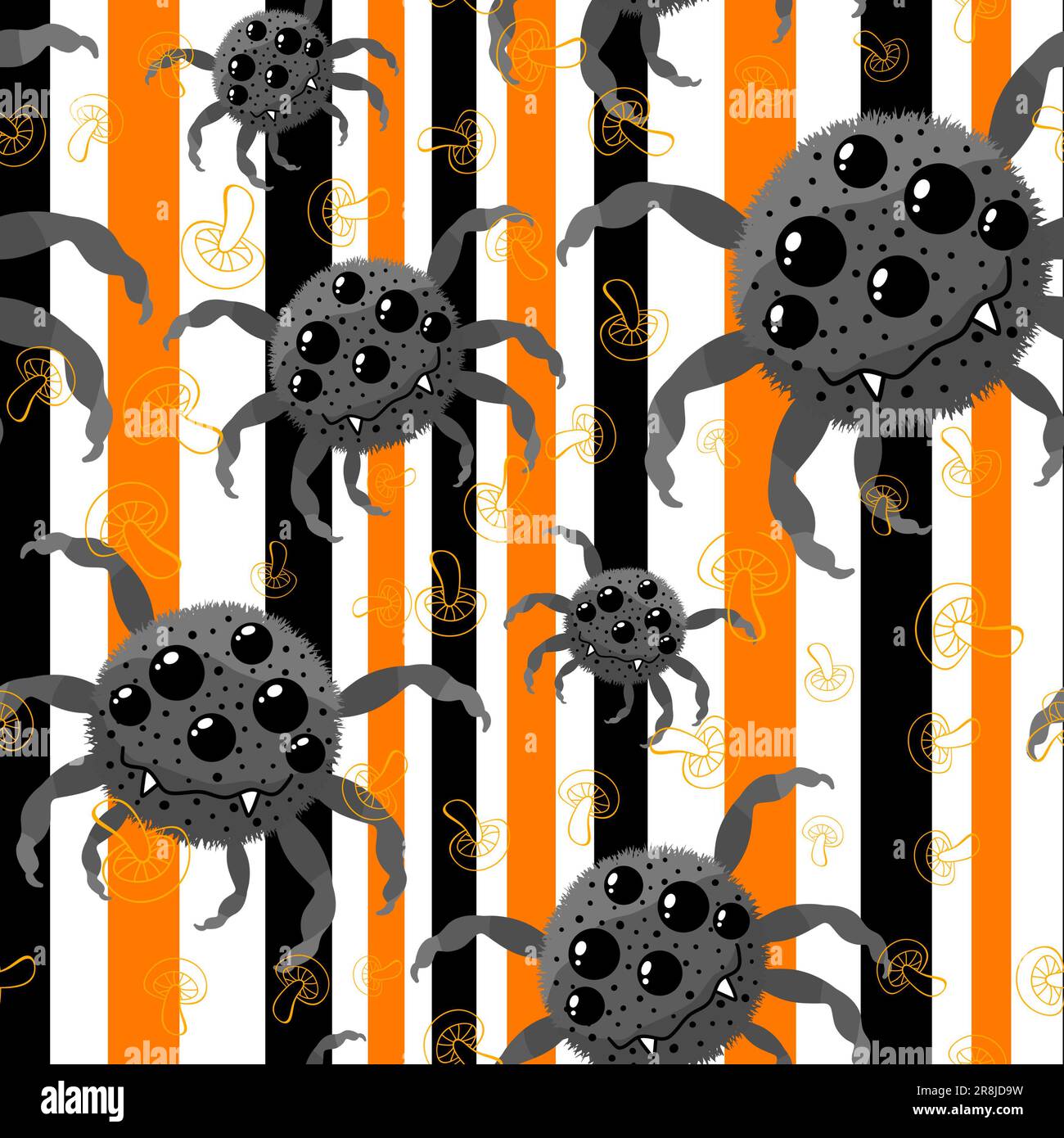 Cartoon monsters seamless Halloween spider pattern for wallpaper and ...
