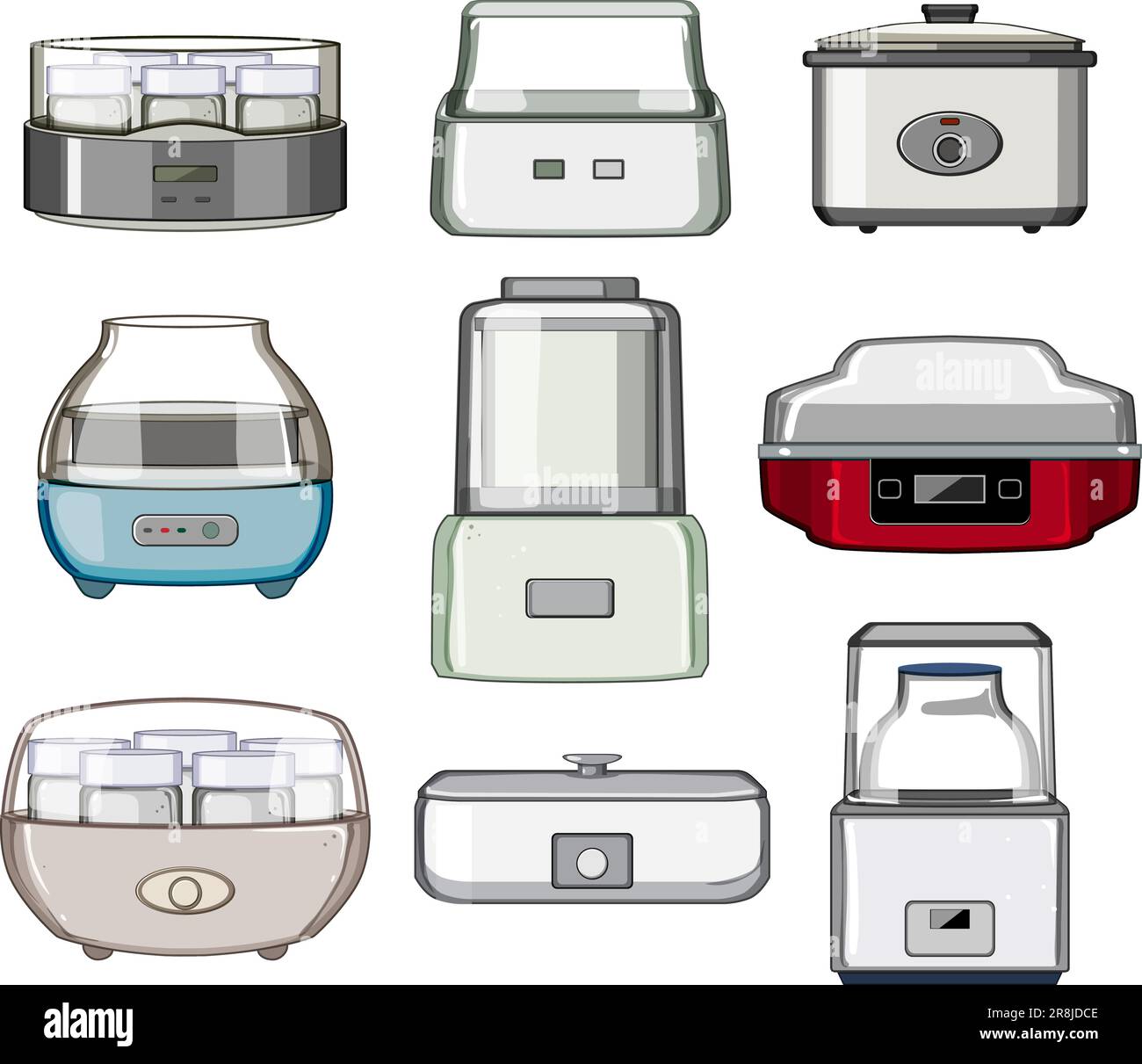 yogurt maker set cartoon vector illustration Stock Vector Image & Art