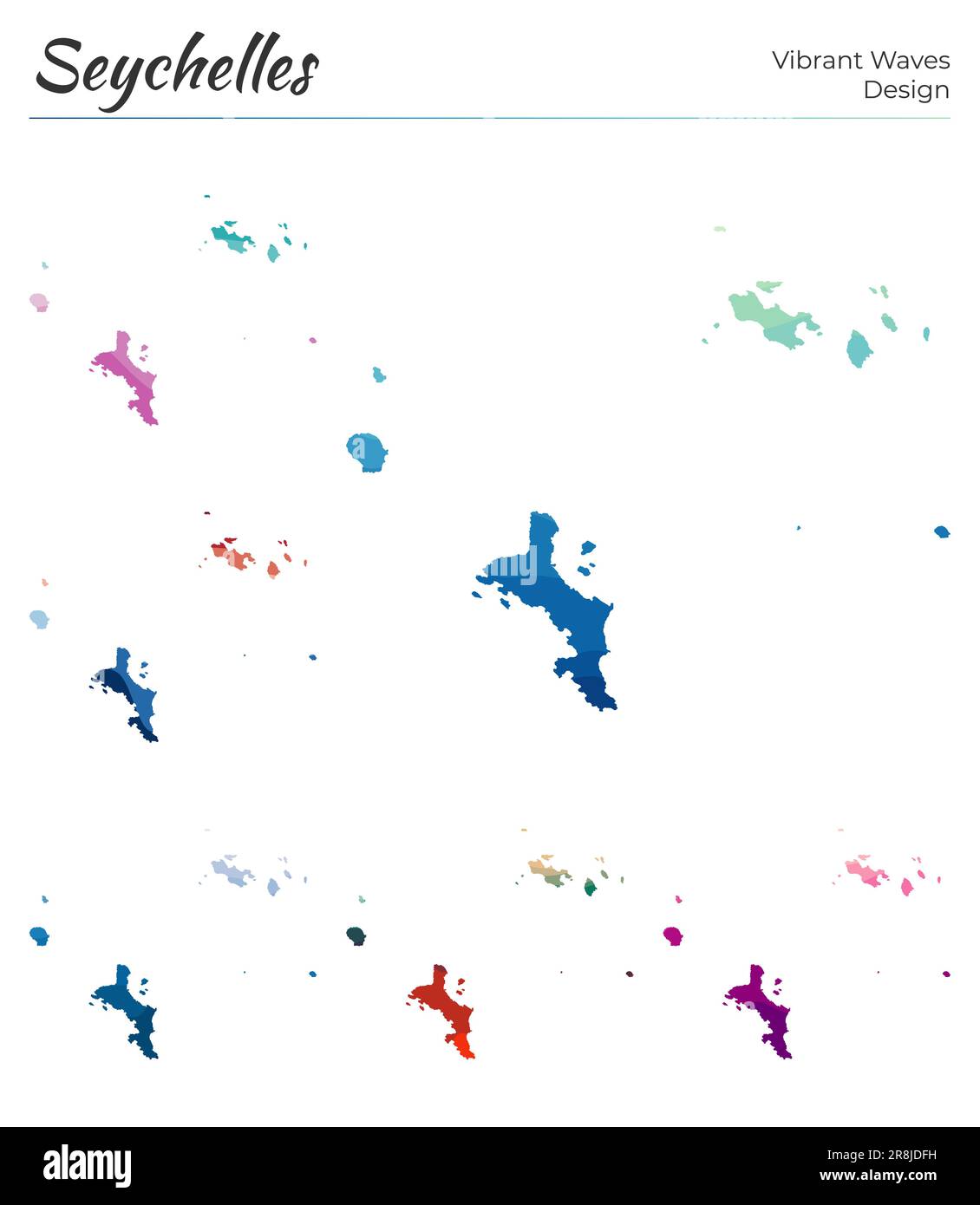 Set of vector maps of Seychelles. Vibrant waves design. Bright map of ...