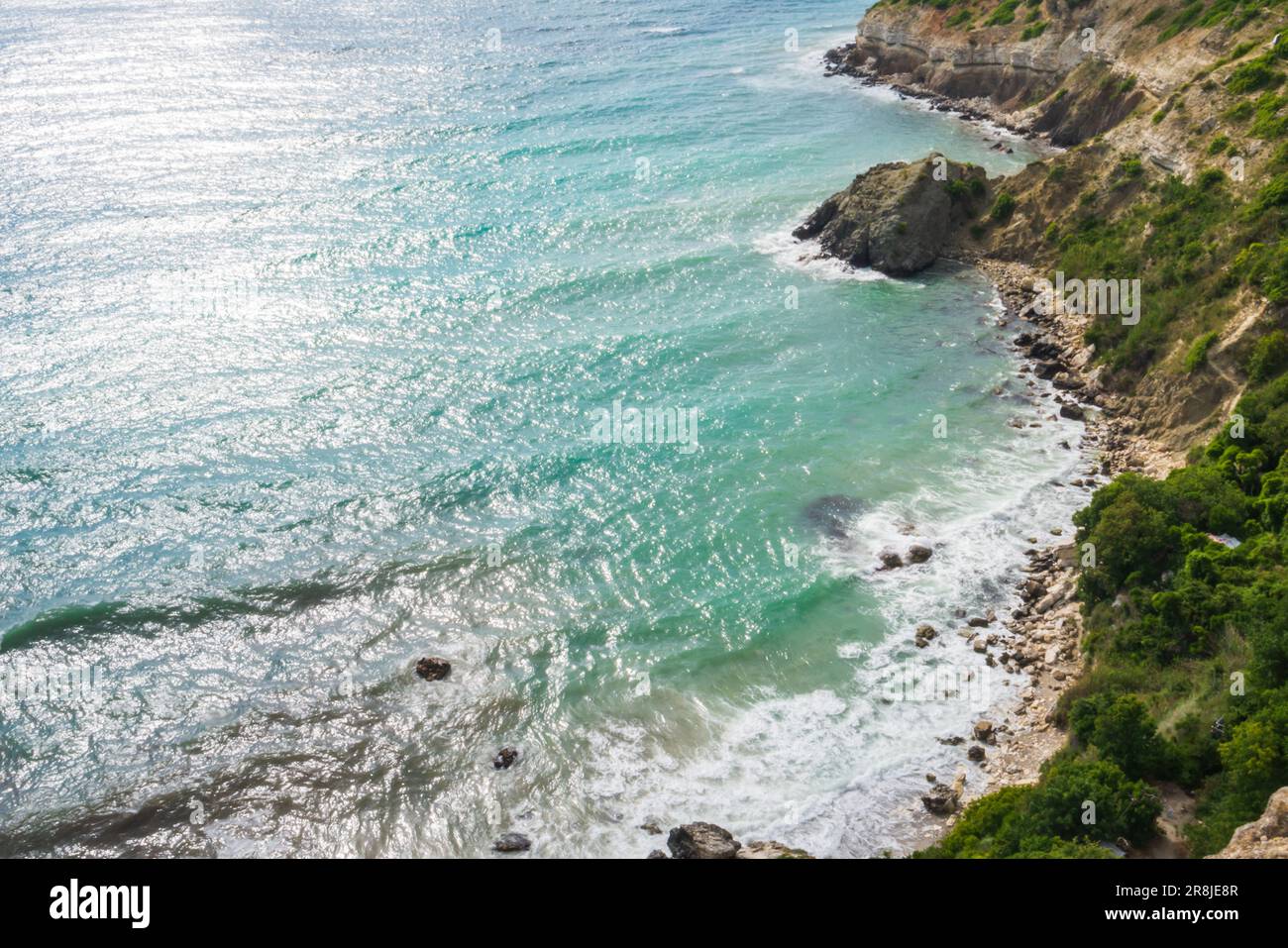 Aerial view of ocean waves and fantastic Rocky coast Stock Photo - Alamy