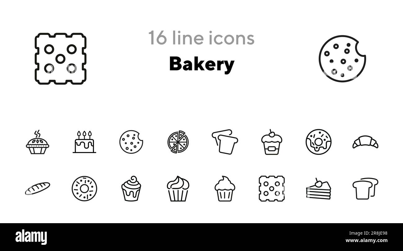 Bakery line icon set Stock Vector