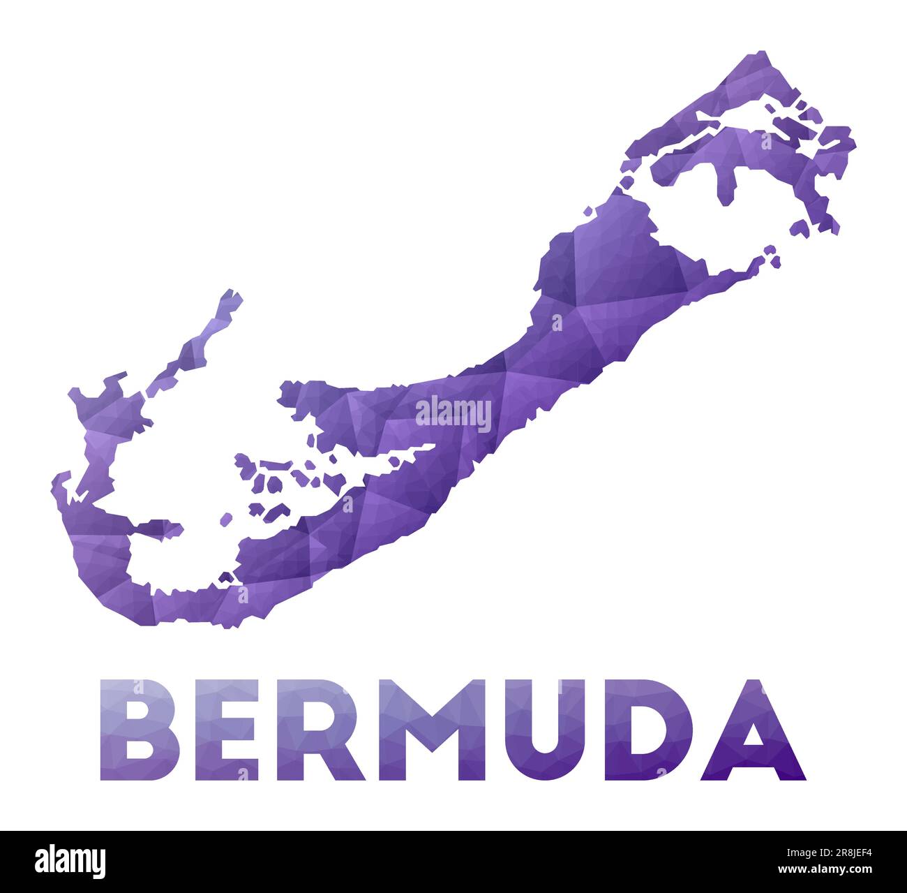 Map of Bermuda. Low poly illustration of the island. Purple geometric
