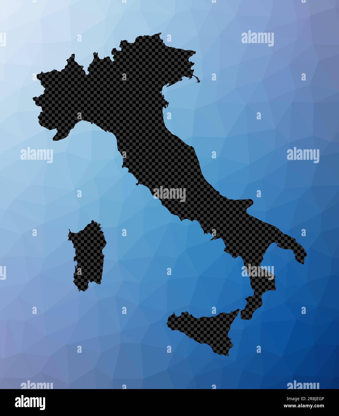 Italy geometric map. Stencil shape of Italy in low poly style. Stylish country vector