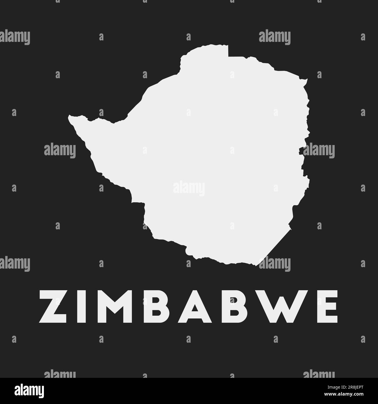 Zimbabwe icon. Country map on dark background. Stylish Zimbabwe map with country name. Vector illustration. Stock Vector