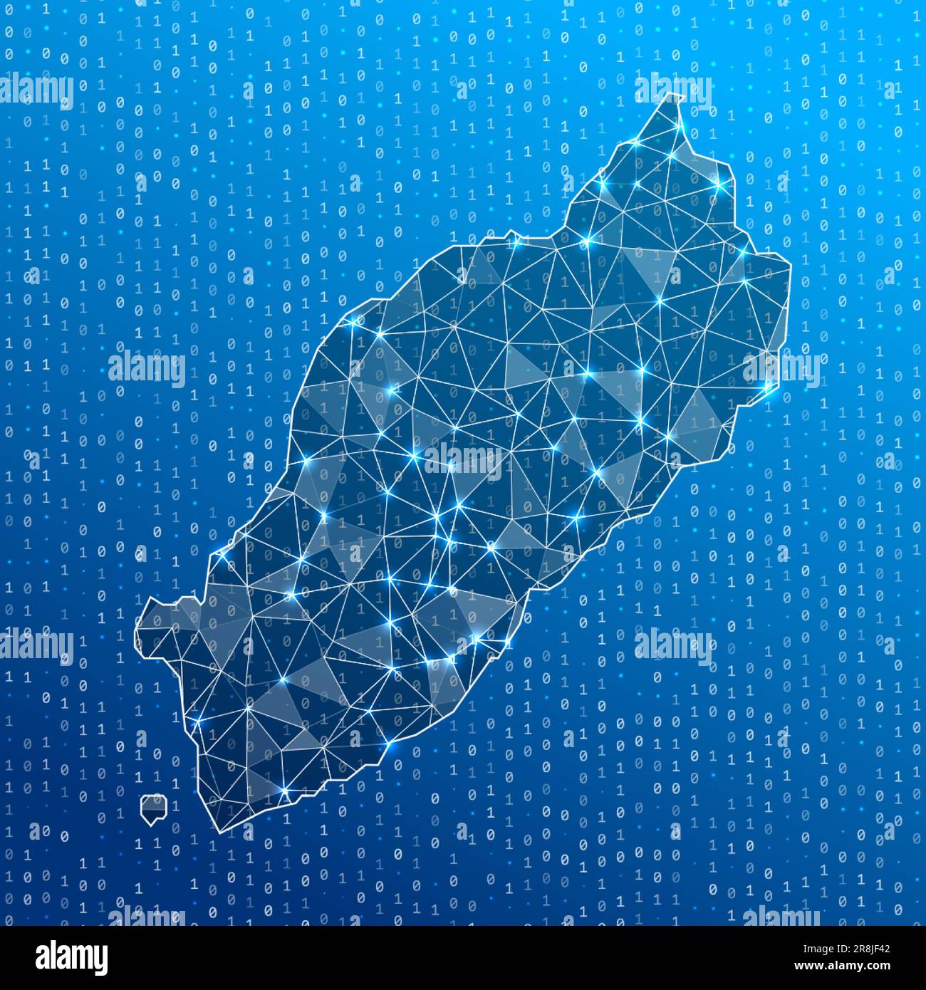 Network map of Itsukushima. Island digital connections map. Technology, internet, network, telecommunication concept. Vector illustration. Stock Vector