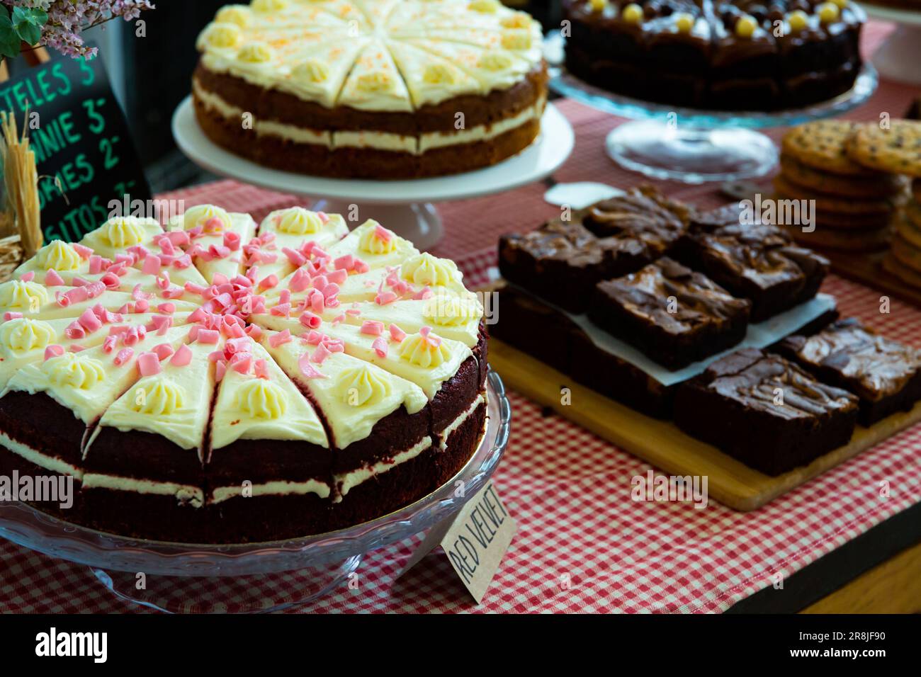 Chocolate desserts for sale Stock Photo Alamy