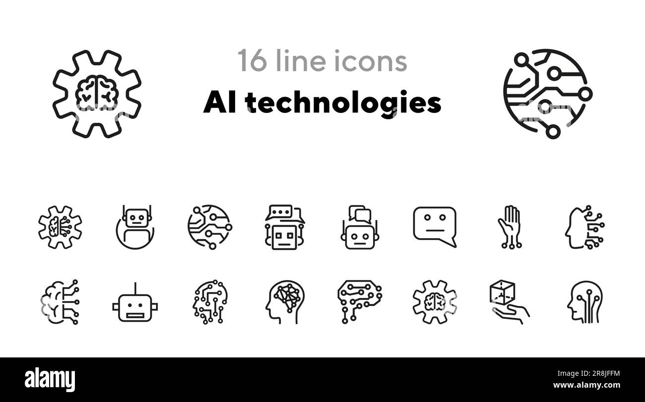 AI technologies line icon set Stock Vector Image & Art - Alamy