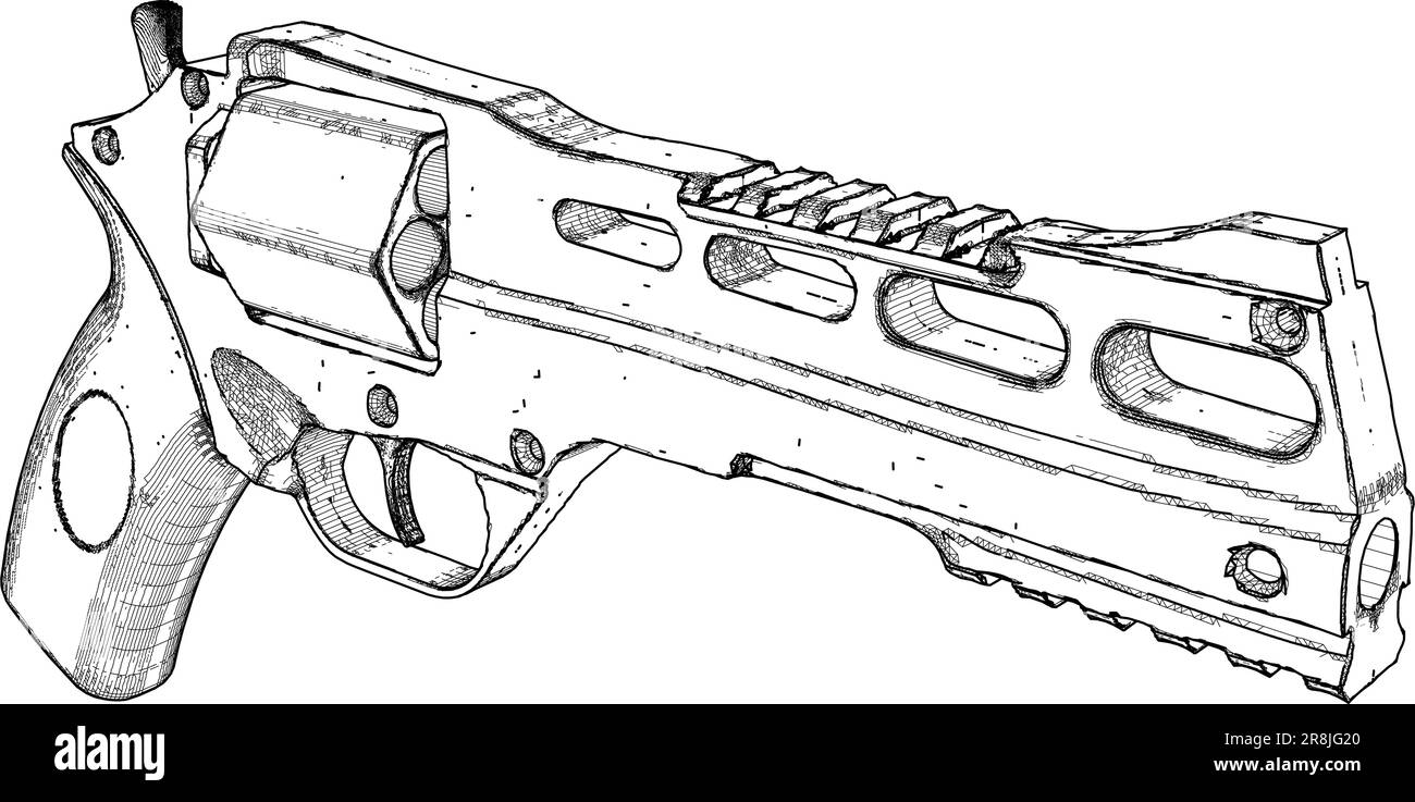 Russian Roulette gun drawing, vintage weapon illustration vector Stock  Vector Image & Art - Alamy