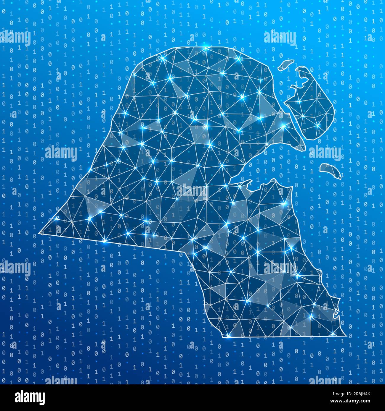 Network map of Kuwait. Country digital connections map. Technology