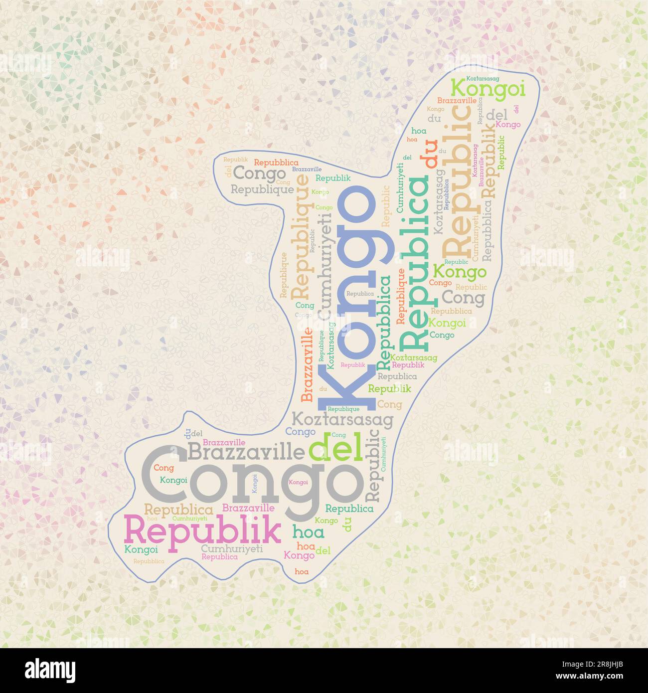 Congo shape whith country names word cloud in multiple languages. Congo ...