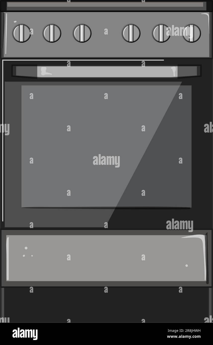 domestic kitchen stove cartoon vector illustration Stock Vector Image