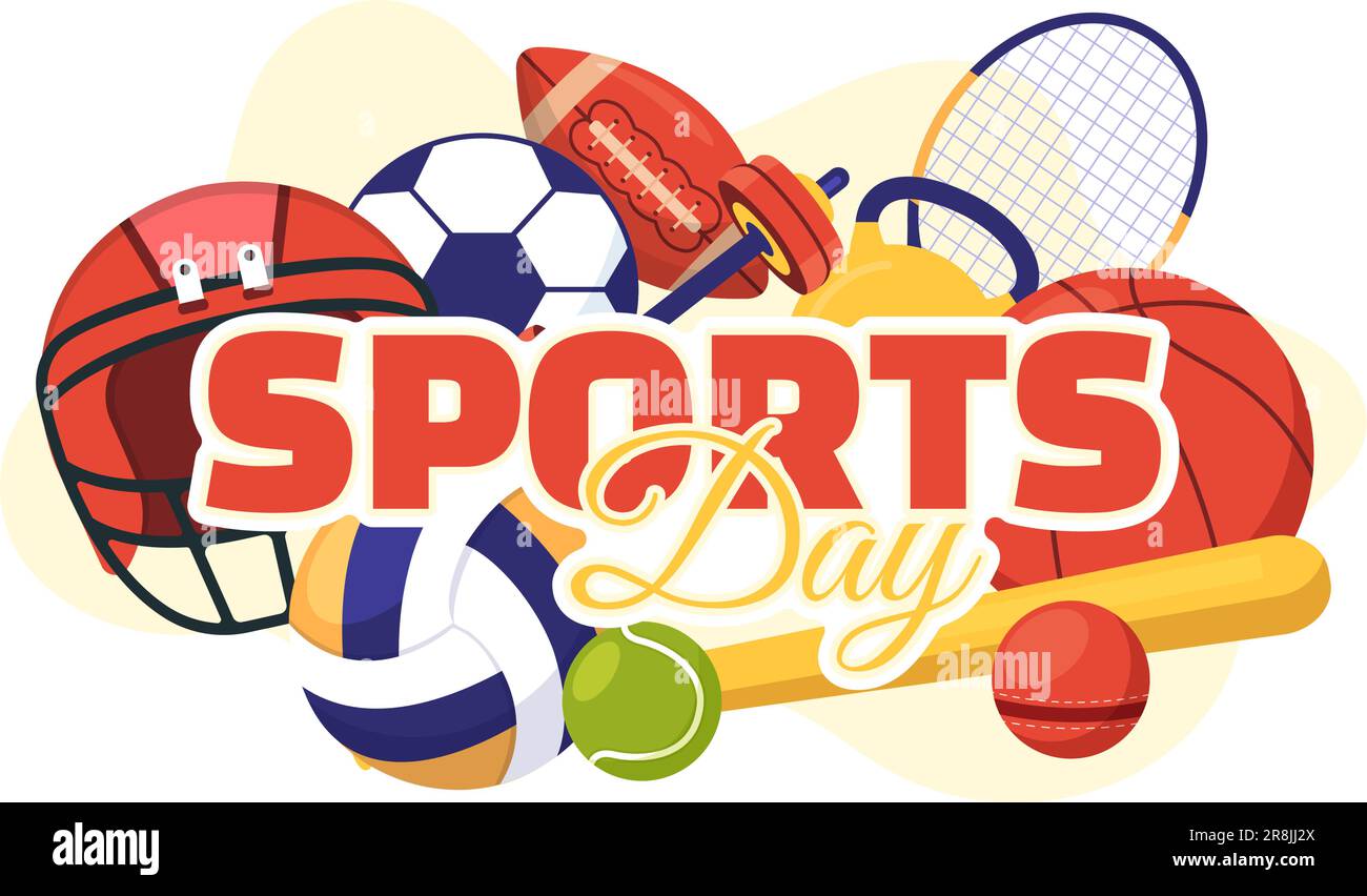 National Sports Day Vector Illustration with Sportsperson from