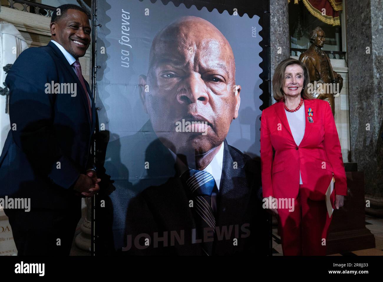 Rep. Nancy Pelosi DCalif., and Michael Collins pose for a photo during