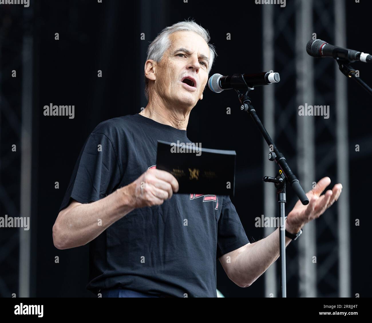 Norwegian Prime Minister Jonas Gahr Støre, of the Labour Party at Tons of Rock 2023 Stock Photo